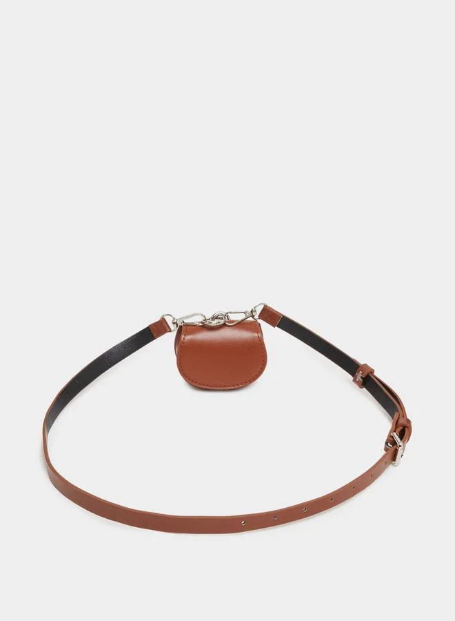 Styli Women Brown Faux Leather Belt with Pouch